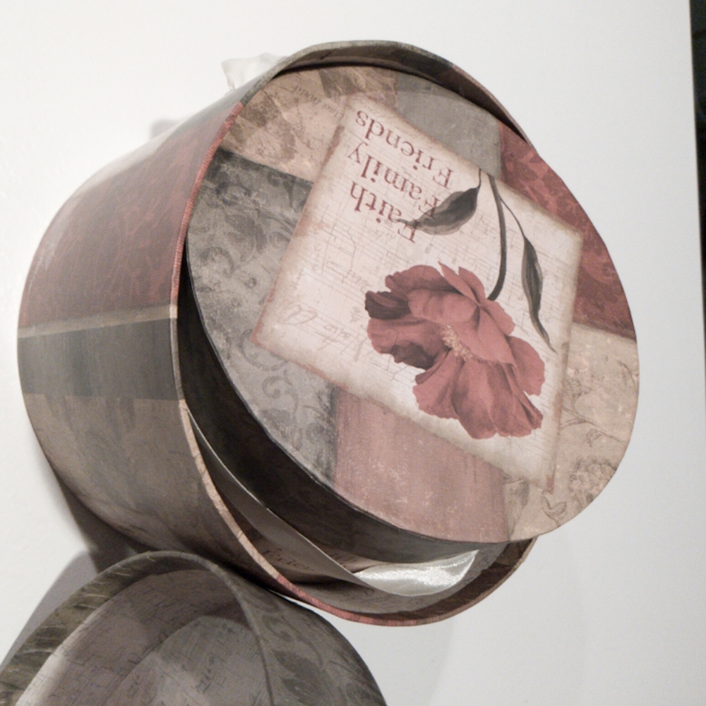 Multicolored Nesting Hat Boxes with Lids, Ribbon Carrying Handles - Picture 5 of 8